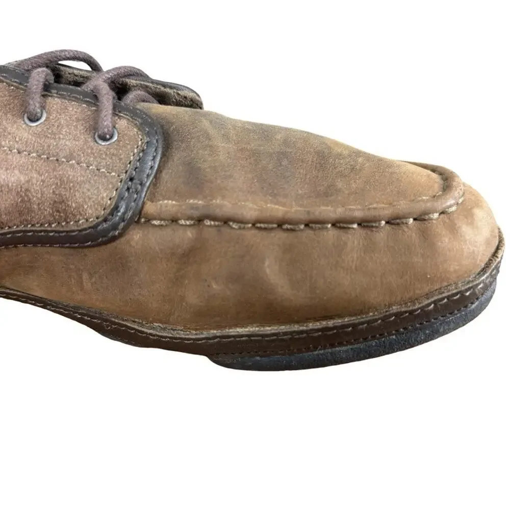 Olukai Kupa'a Kupaa Brown Suede Leather Nubuck Lace Up Drop Heel Shoes sz 11.5